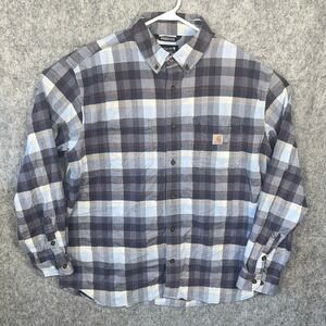 Carhartt Men's Rugged Flex Relaxed Fit Plaid Flannel Shirt XL Blue Grey 104909